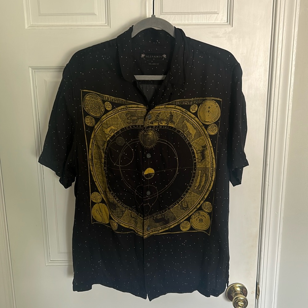Men’s AllSaints medium Zodiac camp collar shirt— worn once!
